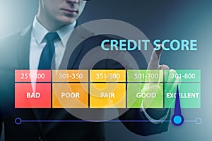 Businessman in credit score concept