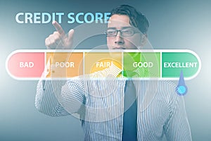 Businessman in credit score concept