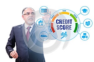 Businessman in credit score concept