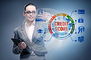 Businessman in credit score concept