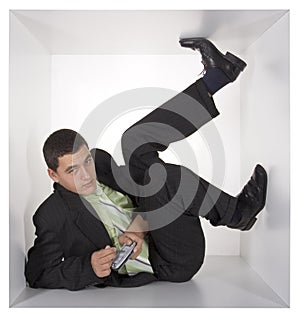 Businessman in the cube