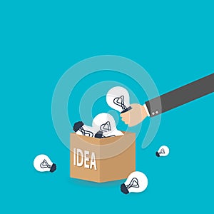 Businessman cumulative idea bulb.vector
