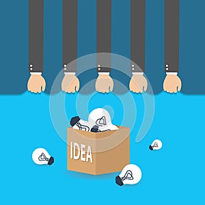 Businessman cumulative idea bulb. vector