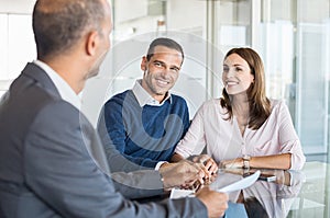 Businessman with customers