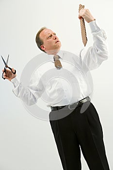 Businessman with cut tie