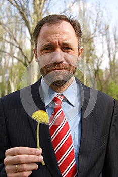 Businessman with dandelion II