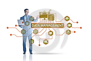 Businessman in data management concept