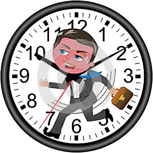 Businessman Deadline Clock Running Isolated