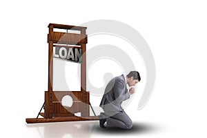 The businessman in deadline concept with guillotine