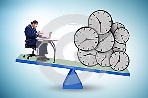 Businessman in deadline and time pressure concept