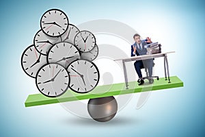 Businessman in deadline and time pressure concept