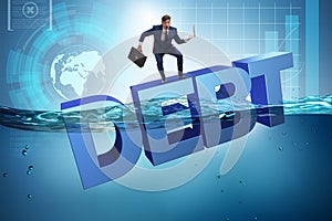 The businessman in debt business concept