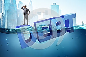 The businessman in debt business concept