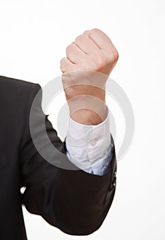 Businessman demonstrating his strong fist
