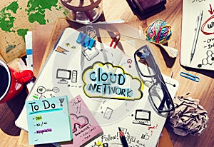 Businessman Desk with Architectural Tools and Notebook