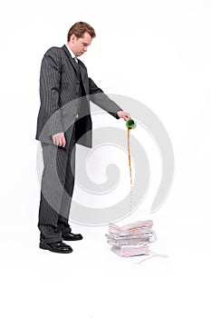 Businessman destroying documents