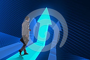 The businessman in difficult choice concept