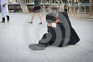 Businessman is disappointed from losing in stock exchange, economic crisis concept