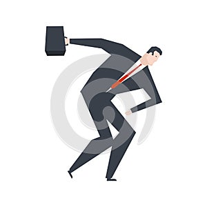 Businessman discoboling. Boss thrower disk. Office life vector i