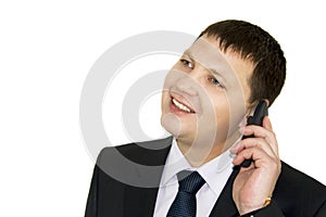 Businessman discussing to the mobile phone