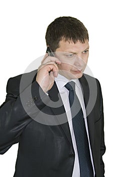 Businessman discussing to the mobile phone