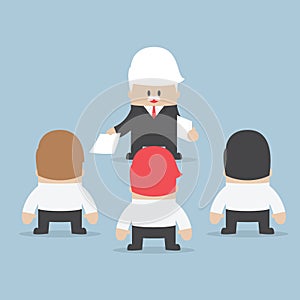 Businessman divide up the work to his employee, Delegation concept photo