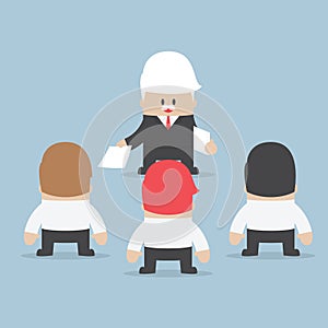 Businessman divide up the work to his employee, Delegation concept