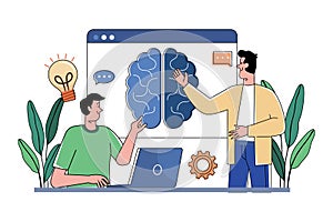 Businessman Doing Brainstorming Illustration concept on white background