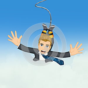 Businessman doing bungee jumping