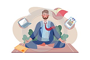 Businessman Doing Meditation Illustration concept