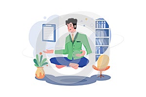 Businessman Doing Meditation Illustration concept. A flat illustration isolated on white background