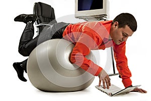 Businessman doing push-ups