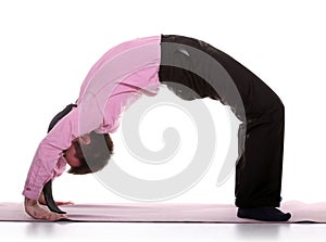 Businessman doing yoga