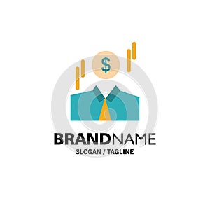 Businessman, Dollar, Man, Money Business Logo Template. Flat Color