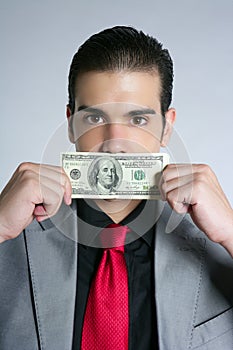 Businessman with dollar notes suit and tie