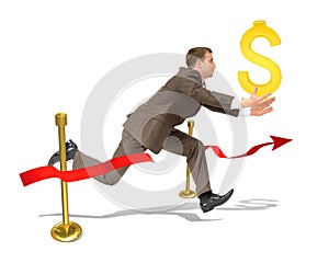 Businessman with dollar sign finishing