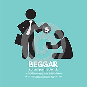 Businessman Donates Coin To The Beggar.