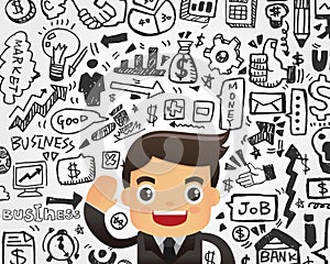 Businessman and doodle business element background