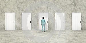 businessman with doors concept