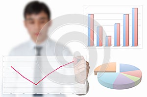 Businessman draw graph for year 2012