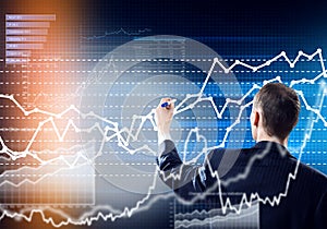 Businessman draw progress concept