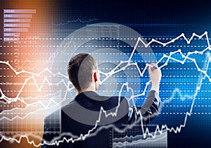 Businessman draw progress concept