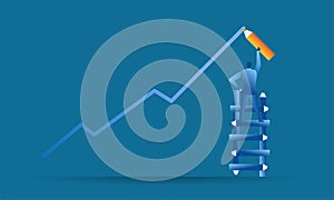 Businessman draw a target sales graph using a pencil Business work concept illustration about hard work sales profit target profit