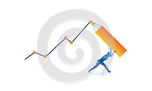 Businessman draw a target sales graph using a pencil Business work concept illustration about hard work sales profit target profit