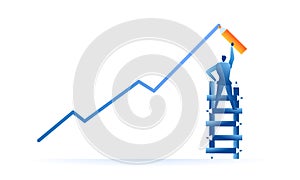 Businessman draw a target sales graph using a pencil Business work concept illustration about hard work sales profit target profit