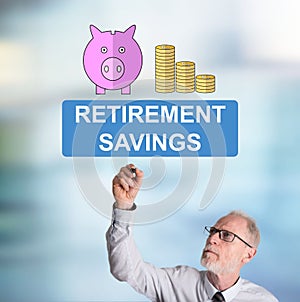 Businessman drawing retirement savings concept