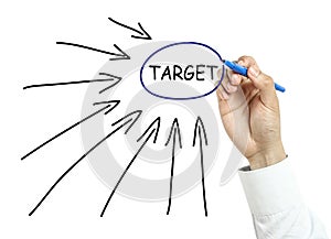 Businessman drawing target concept