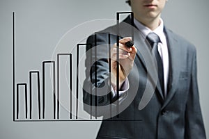 Businessman drawing a uptrend chart