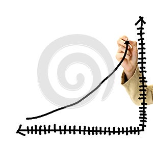 Businessman draws a graph