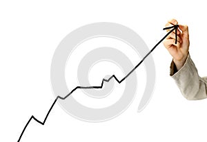 Businessman draws a graph